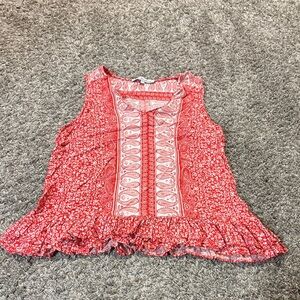 Elegant Red Paisley Sleeveless Blouse